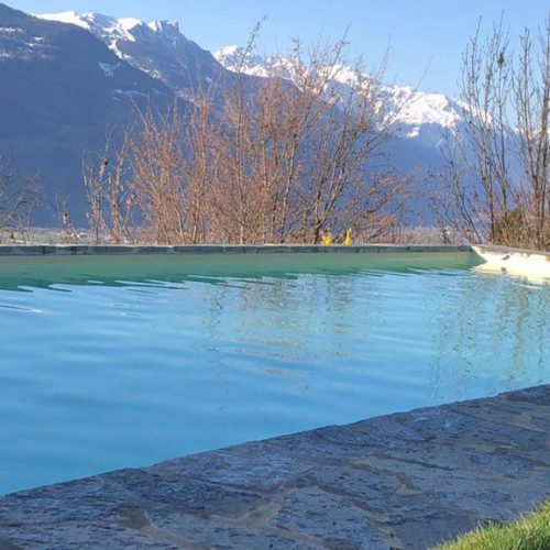 Piscine à à débordement en pvc armé