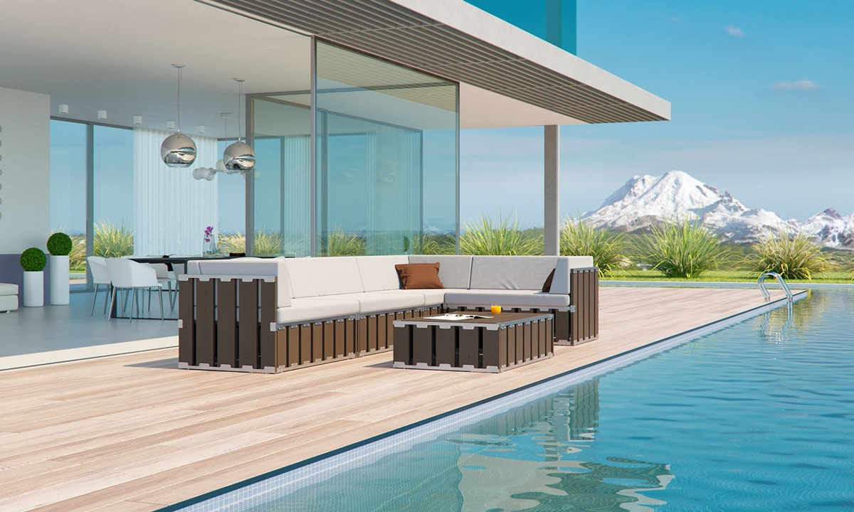 Mobilier de jardin modulable en bois naturel BXL