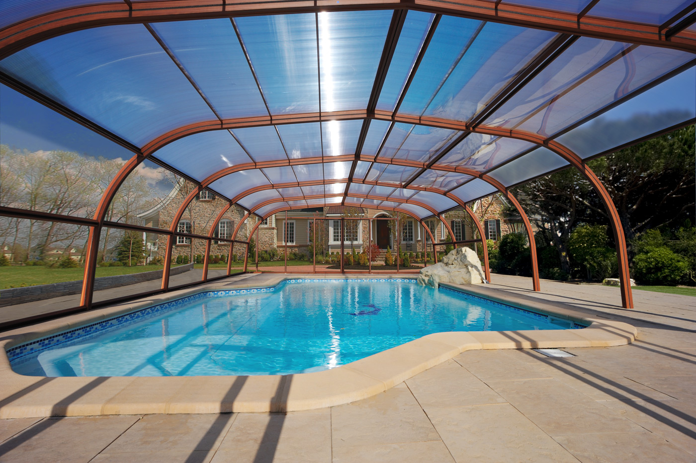 Abri de piscine statique haut