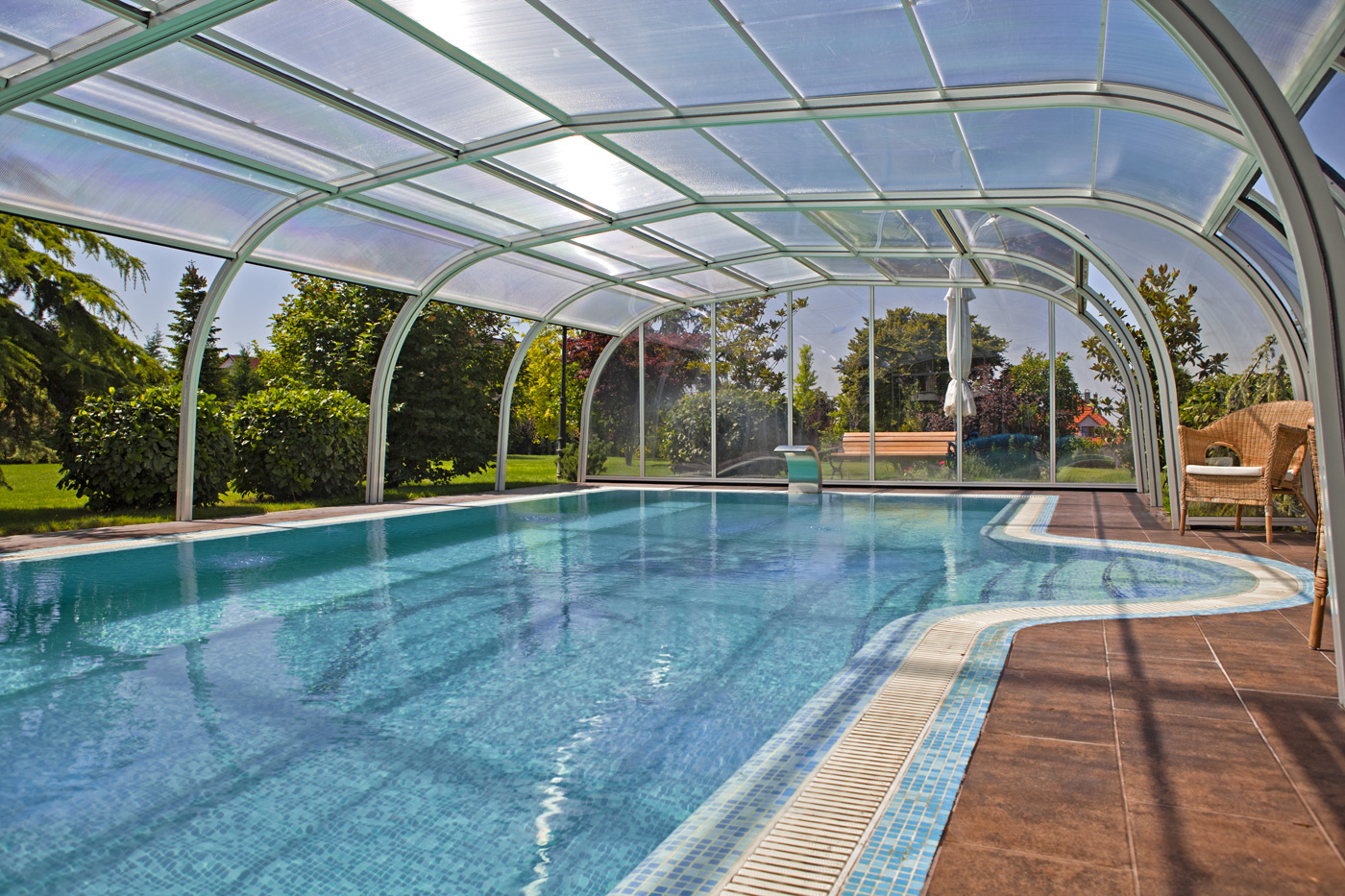 Abris de piscine statique haut, blanc